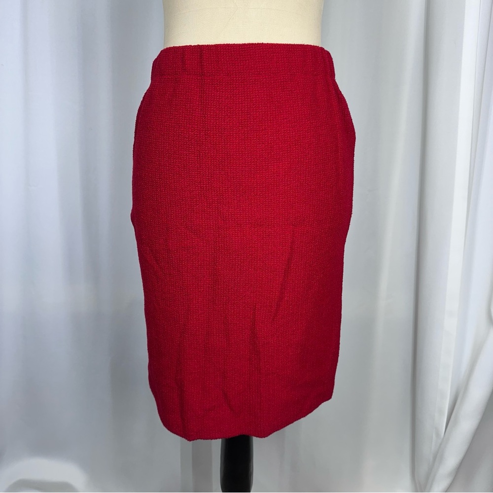 ST. JOHN BLACK LABEL Skirt Sz 4 Santana Knit Red Stretch Capsule Old Money EUC